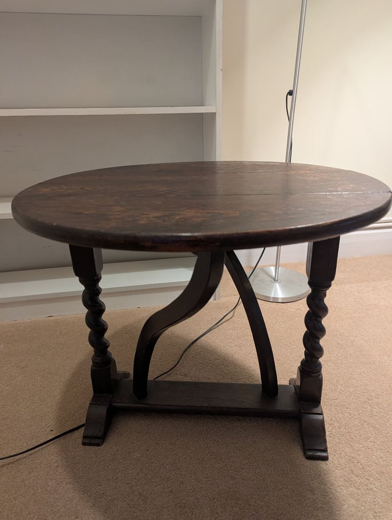 image for Vintage Dark Wood Table – Solid Wood Foldable Gateleg Design