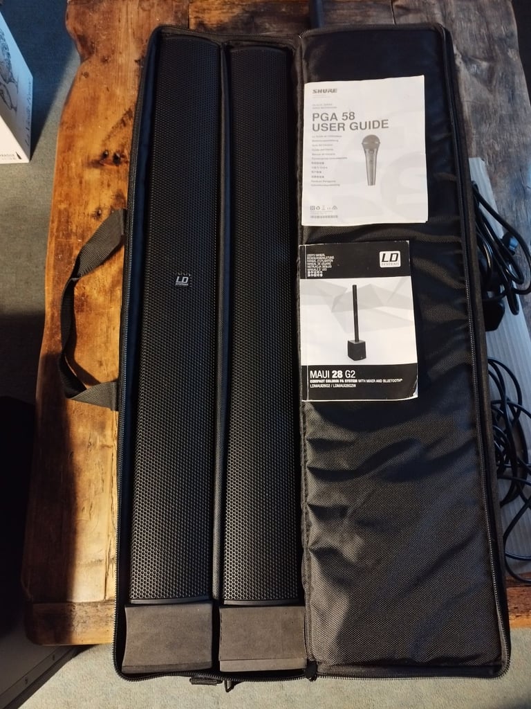 LD Systems MAUI 28 G2 Column PA System with two Tower Speakers and Cover and Bag