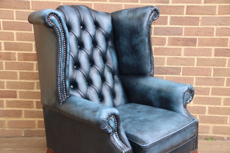 Chesterfield Luxury Wingback Armchair with Footstool (UK Delivery)