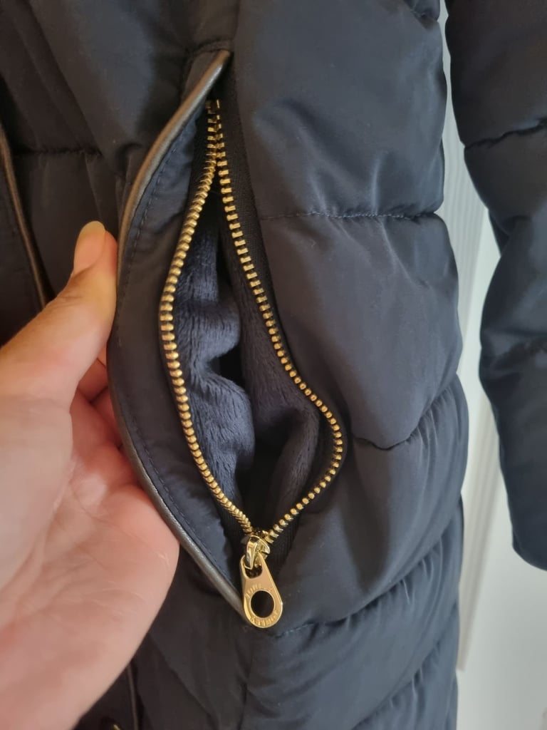 Womens joules coat hooded faux fur longline size UK 8 Small RRP £199