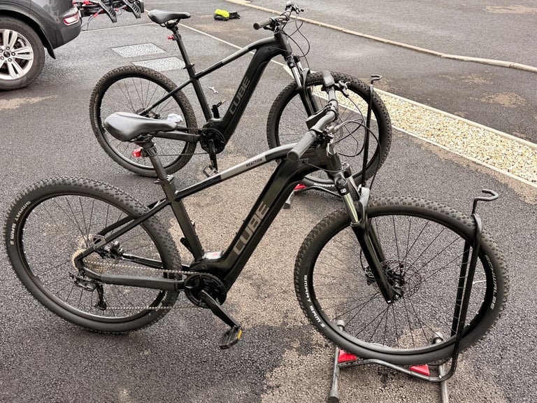 image for CUBE REACTION Electric Mountain  Bike x 2 & Towbar Mounted Carrier