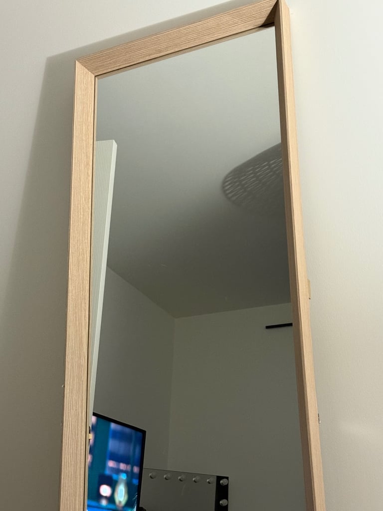 Wooden full length standing mirror can be leaning or standing with pull out frame collect selsey