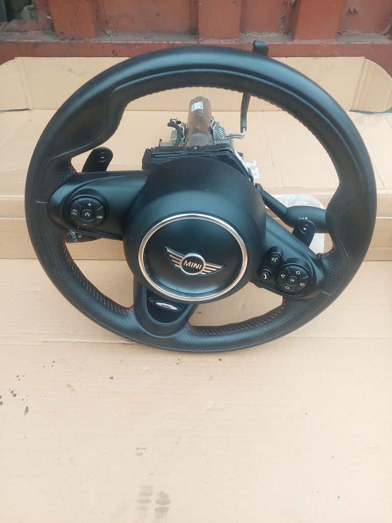 image for MINI COOPER S JCW F55 F56 F57 COMPLETE STEERING WHEEL WITH INDIVATOR CONTROL UNIT AIRBAG 