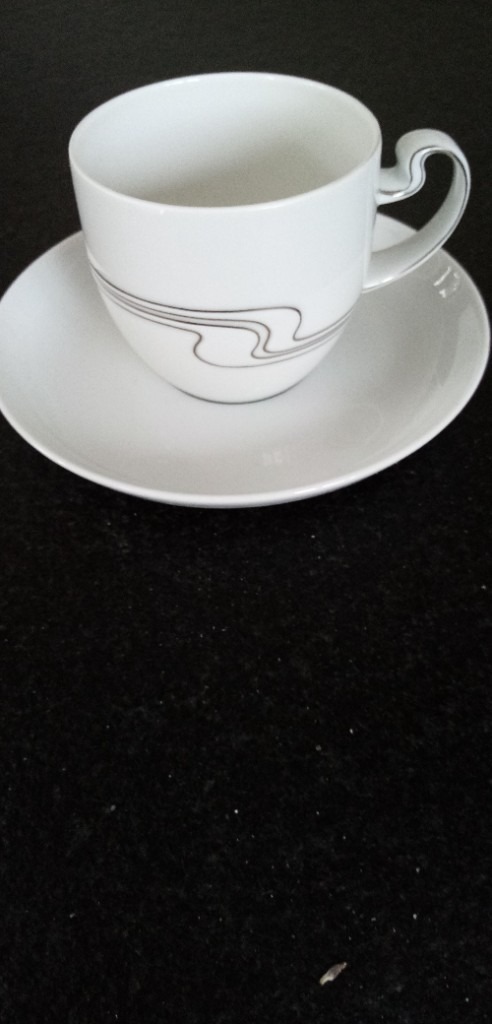 6 brand new Rosenthal White Gold Coffee Cups and Saucers.