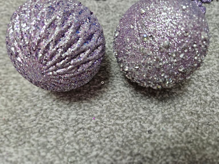 Christmas Tree Decorations Job Lot Purple Baubles & Stars