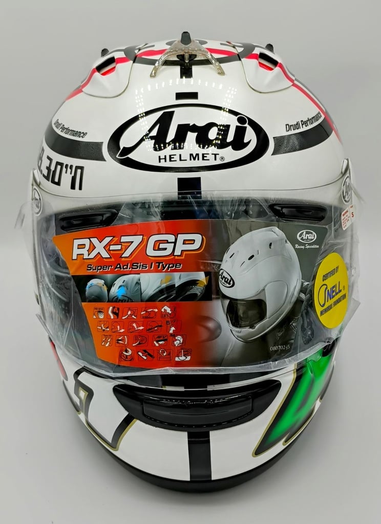RARE COLLECTORS ITEM - #ARAI RX-7 MOTORCYCLE HELMET - NORIYUKI HAGA MONZA WHITE