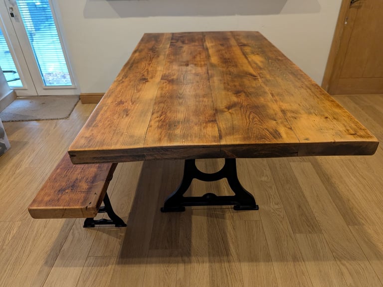 Handmade Solid Oak Dining Table & Bench