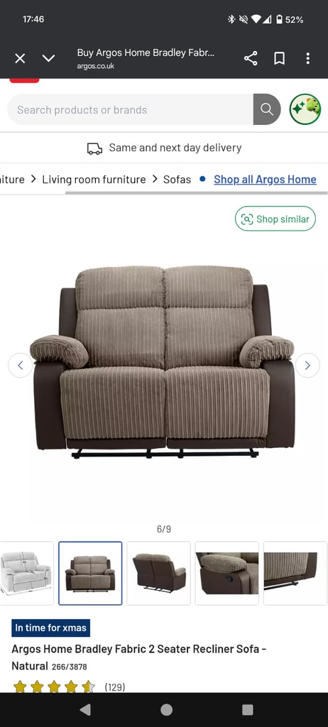 3 and 2 seater natural coloured Argos sofas