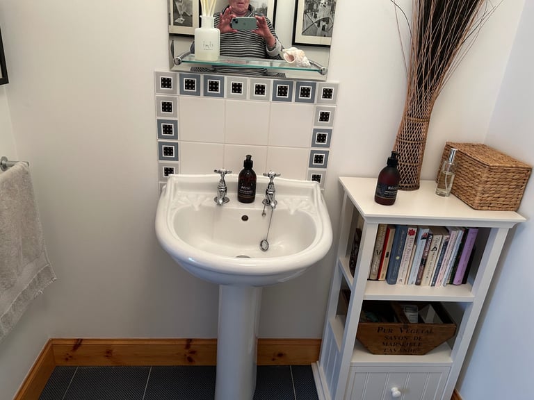 White Company shelving unit with drawer