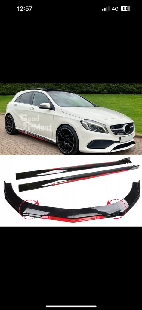 image for Mercedes a class front splitter and side skirts