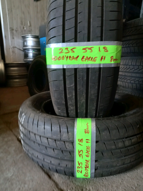 Matching pair 235 55 18 Goodyear tyres 8mm free fit & bal 7days