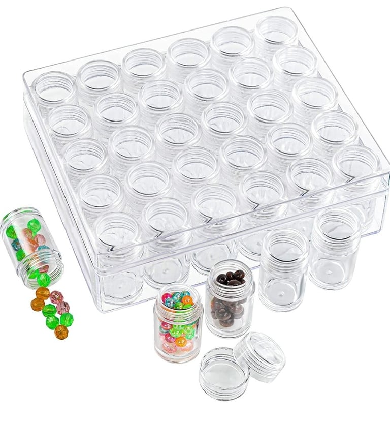 image for Clear Plastic Bead Storage Organiser Box - 30 Removable Compartment Containers with Lids