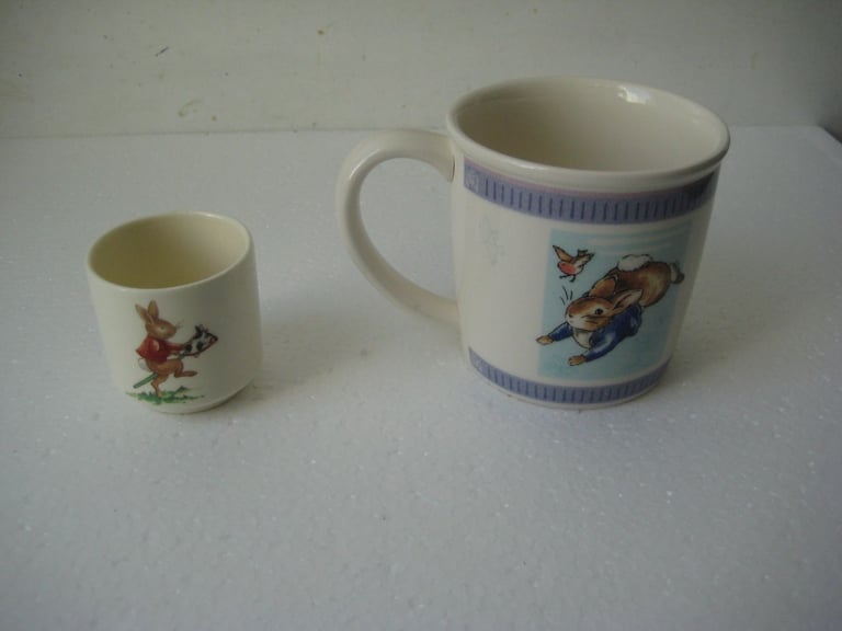 Peter Rabbit Wedgwood Mug for £7.00; Peter Rabbit Royal Doulton Egg Cup for £5.00