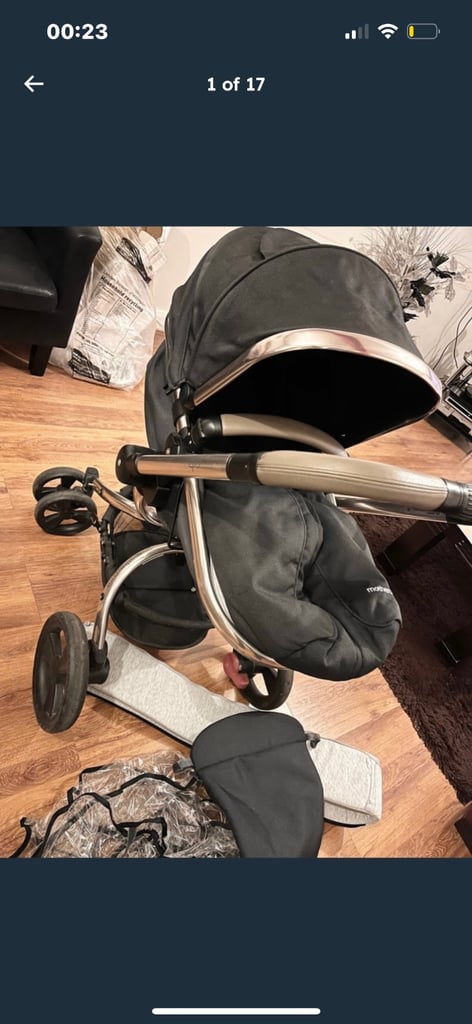 image for Mothercare Orb Black Pram Stroller For Kids, Children, Toddlers, Rain Cover, Foldable