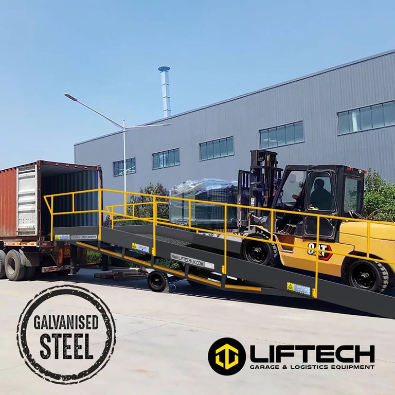 image for GALVANISED STEEL CONTAINER / LORRY RAMP /10 TON LOADING UNLOADING -NEW – FORKLIFT YARD/ DOCK RAMP