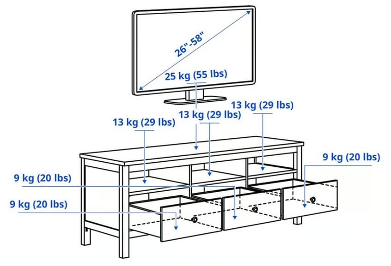 TV bench, black-brown/light brown, Ikea HEMNES