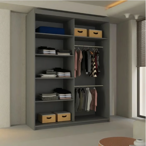 Brand New - Lisbon Mirror Sliding Door Wardrobe -Grey - SAME/NEXT DAY DELIVERY