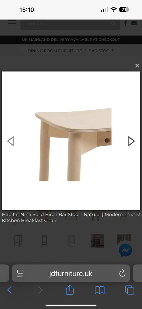 2 birch Habitat Nina bar stools 