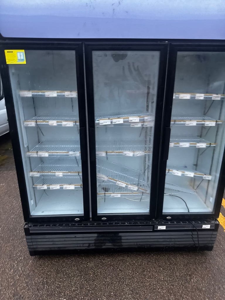 Commercial upright triple door glass display fridge cafe restaurant 