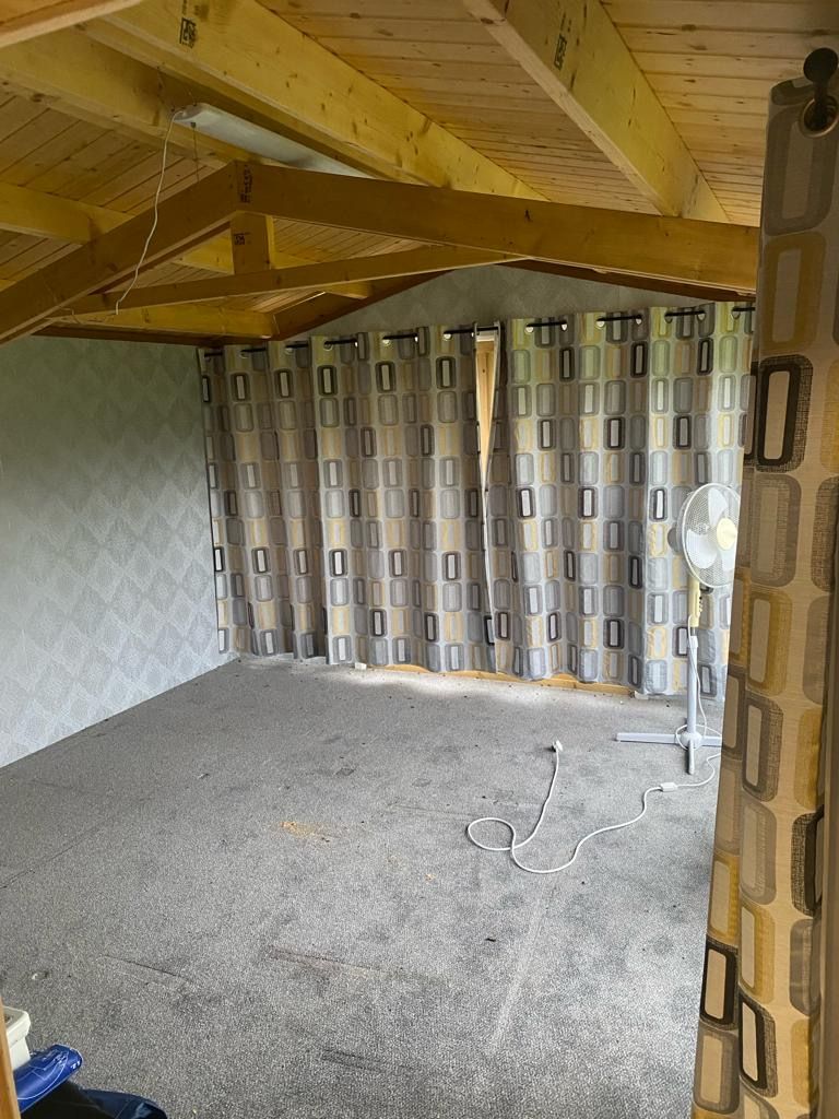 Sectional Wooden Lodge 12m x 3.6m (39ft x 12ft). Dismantled. Delivery available.