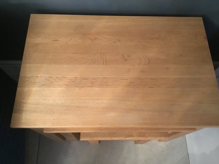 Solid oak nest of three tables