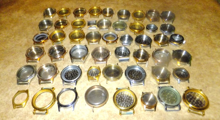 Wristwatch cases, mostly new