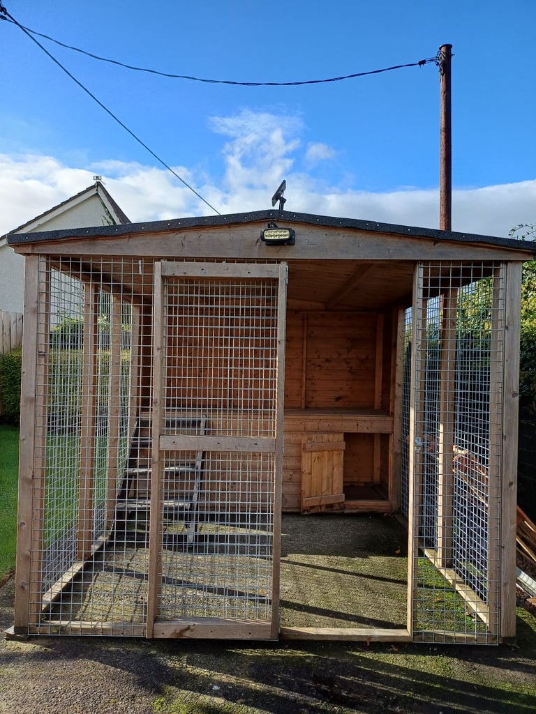 Roofed Dog Pen with Kennel