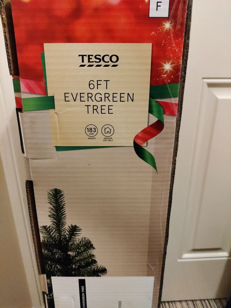 Tesco Evergreen Christmas Tree - 6' (Ft)/ 183cm, NEW