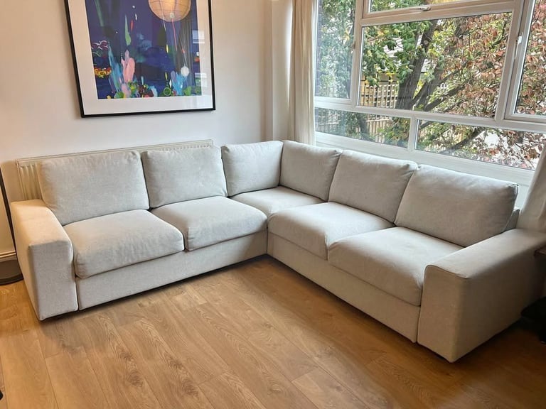 image for Cream 5x seater high back corner sofa