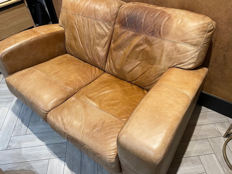 2 Seater settee/sofa tan leather 