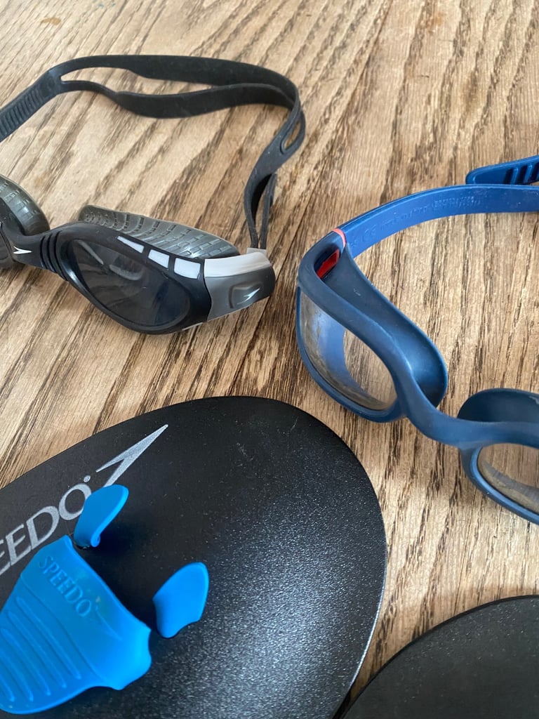 Swimming paddles googles nose clips