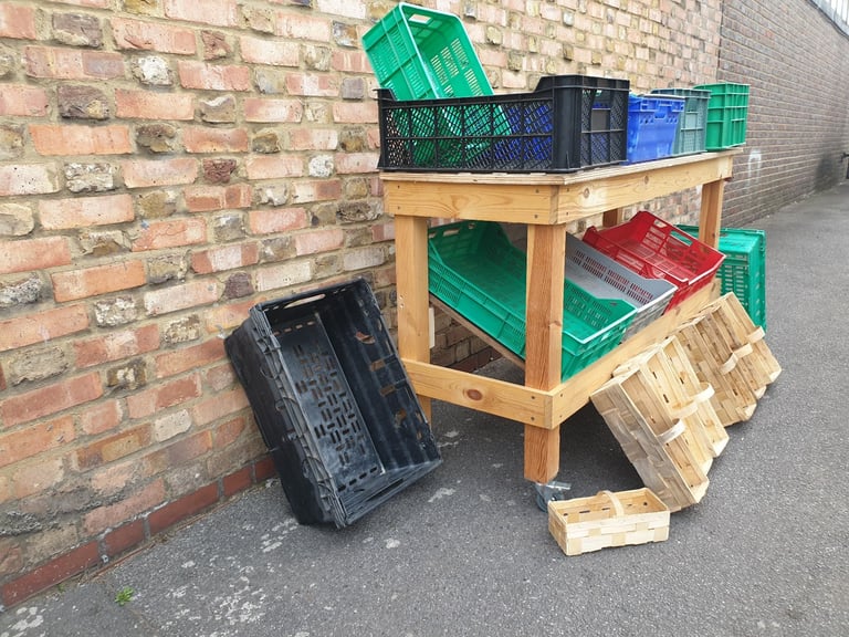 Shop Market Wooden Workbench Fruit Vegetables Trolley Display Unit Counter Top bar CARBOOT STAND