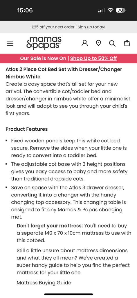 Cotbed and dresser 
