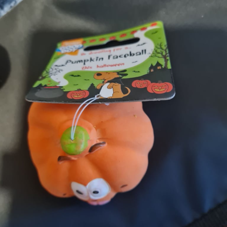 Halloween soft  squeaky pumpkin faceball for small and medium dogs