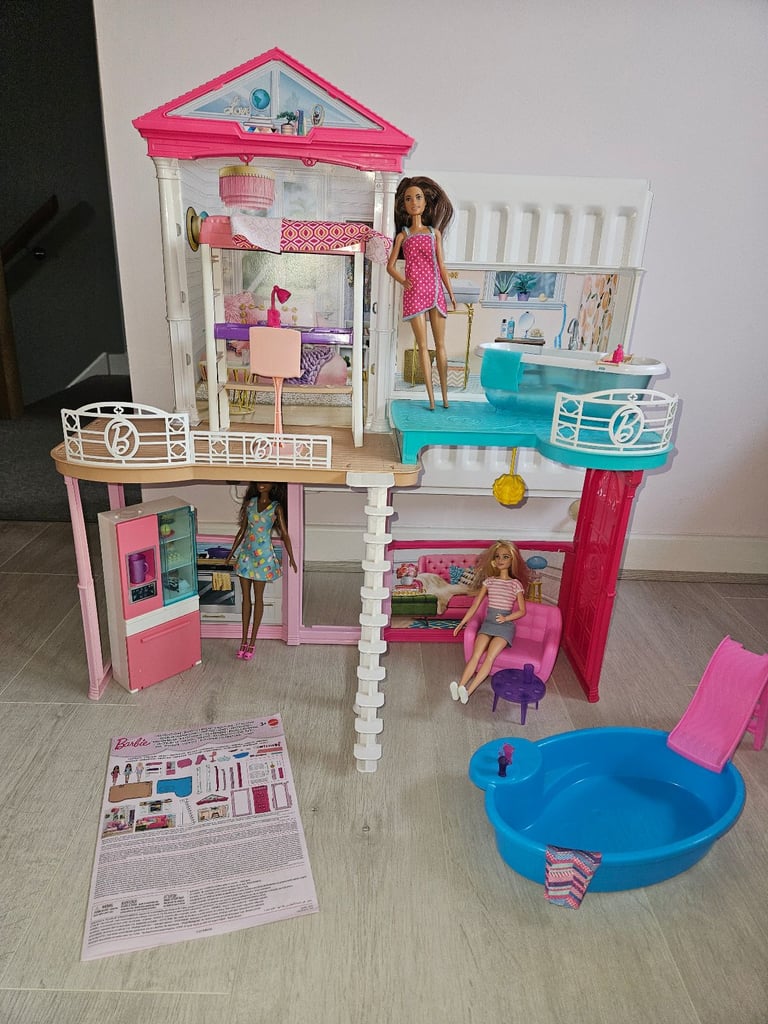 image for Barbie Estate House with 3 dolls and accessories