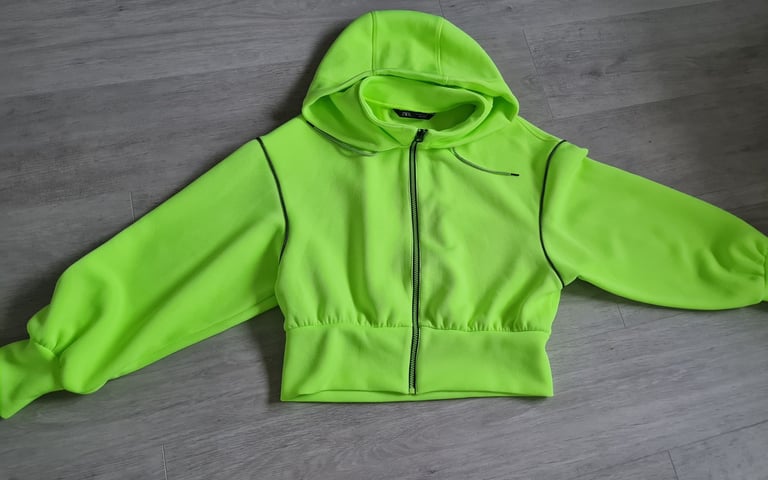 S/M Zara Neon limited edition zip-up hoodie zipped 