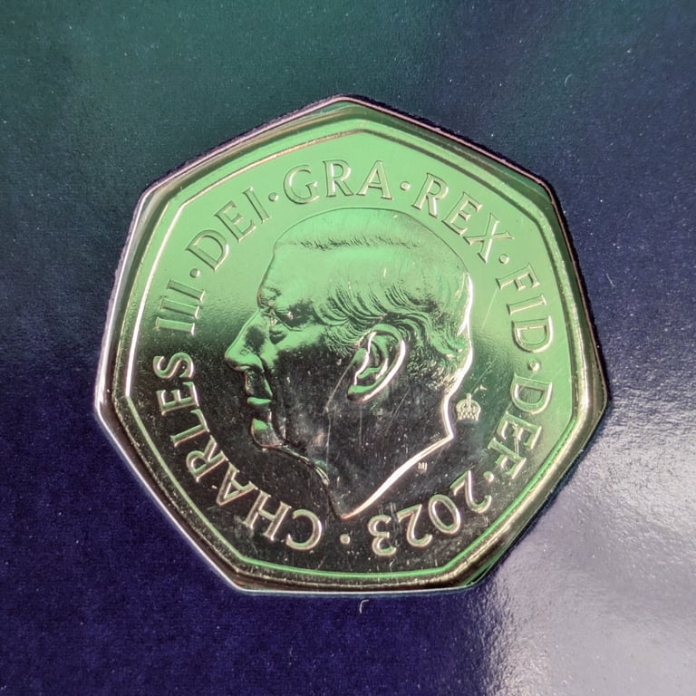 50p UK 2023 Atlantic SALMON King Charles III uncirculated ChangeChecker coin
