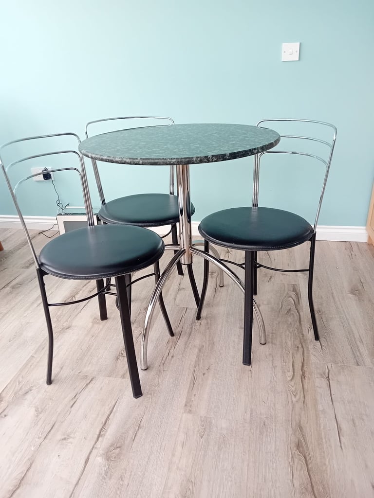 Granite table and 3 chairs