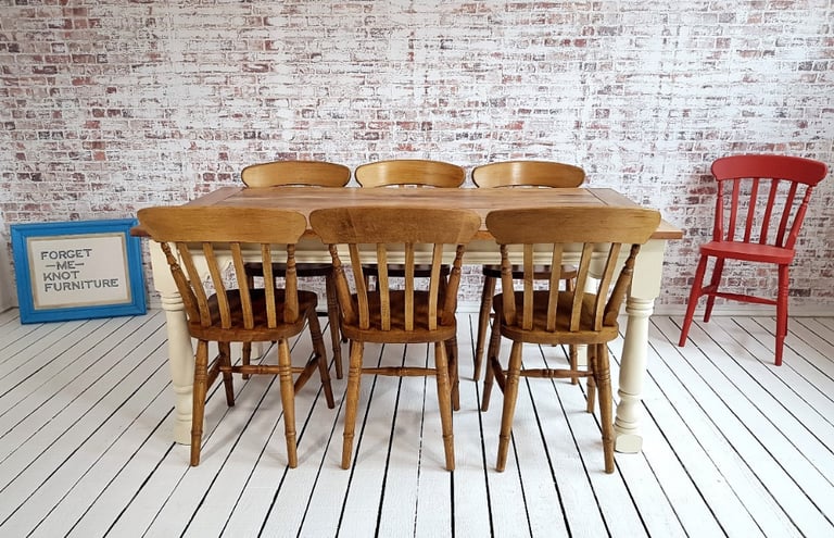 Up to Twelve Seater Rustic Farmhouse Extending Dining Table Set with Antique Chairs