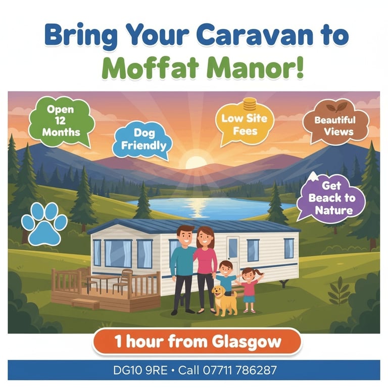 STATIC CARAVAN PARK IN SCOTLAND MOFFAT NEAR GLASGOW DUMFRIES AYRSHIRE EDINBURGH CARLISLE