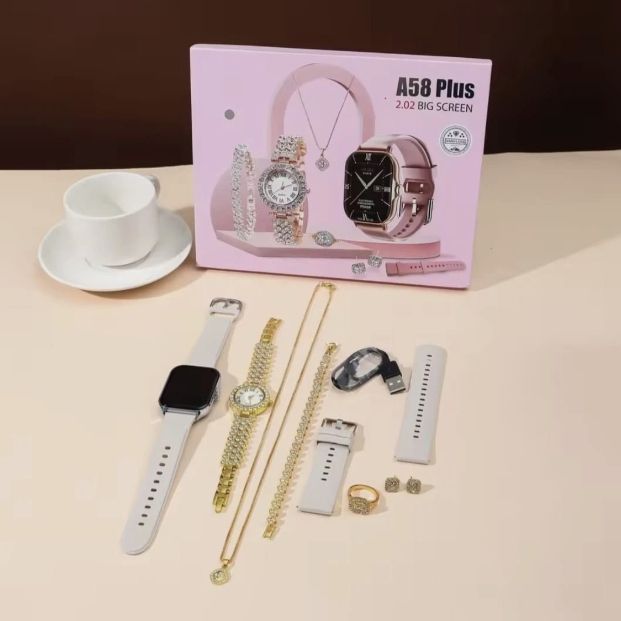 A58 plus 2.02 big screen ladies smart watch gift set gold strap or pink strap set available