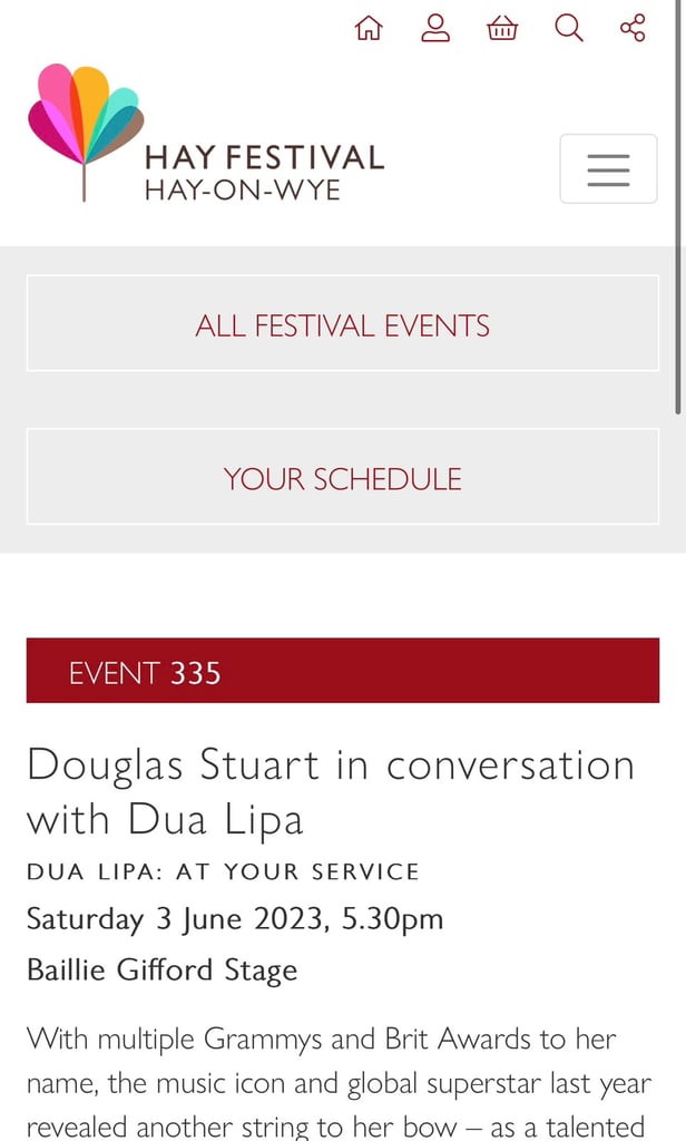 Dua Lipa and Douglas Stewart, at Hay Festival