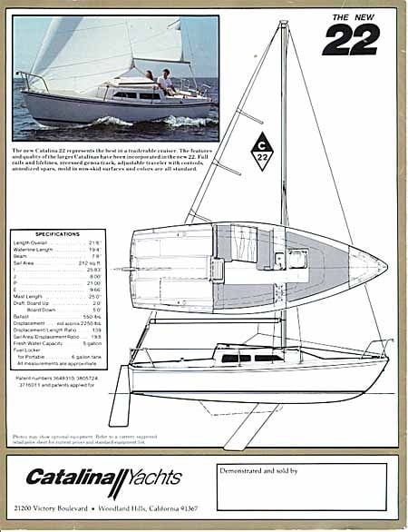 Catalina 22 22ft Swing Keel Sailing Yacht