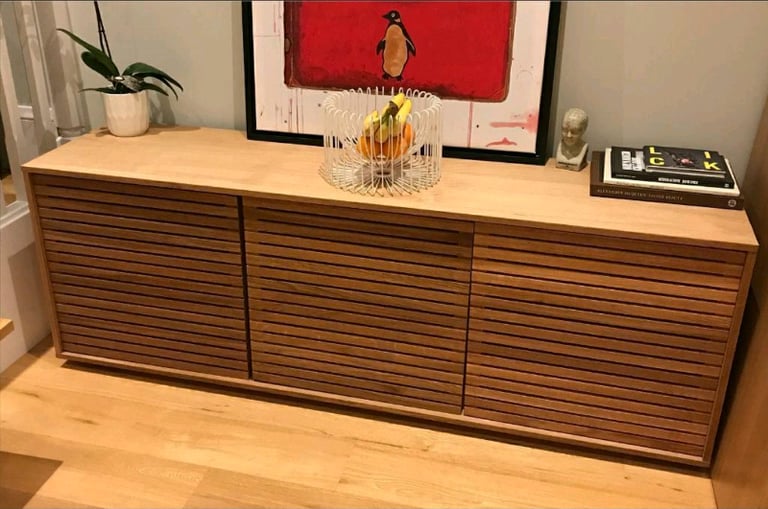 Habitat Max Oiled oak 3 door sideboard with slatted doors in Harrow