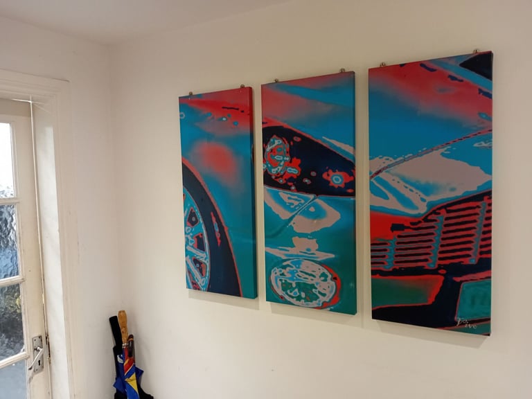 Large - ASTON MARTIN - Wall Art - Canvas Panels- Art Work Original - Unique ( Car / Automotive )