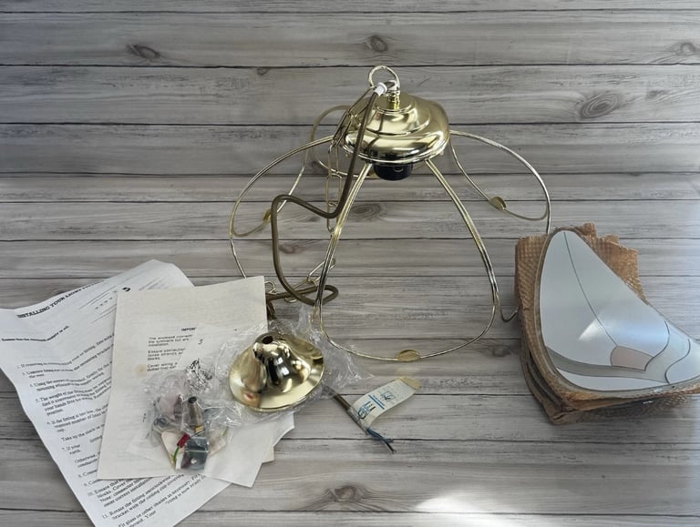 Tiffany style Glass Panel Brass Light Shade Ceiling Retro Frosted Vintage