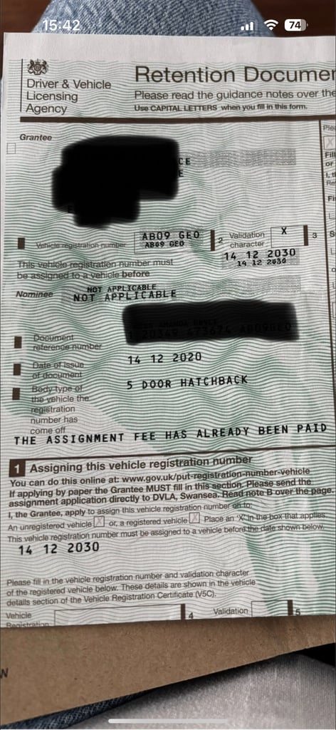 Private registration number 