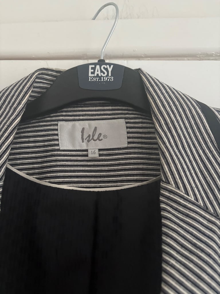Navy and white striped jacket