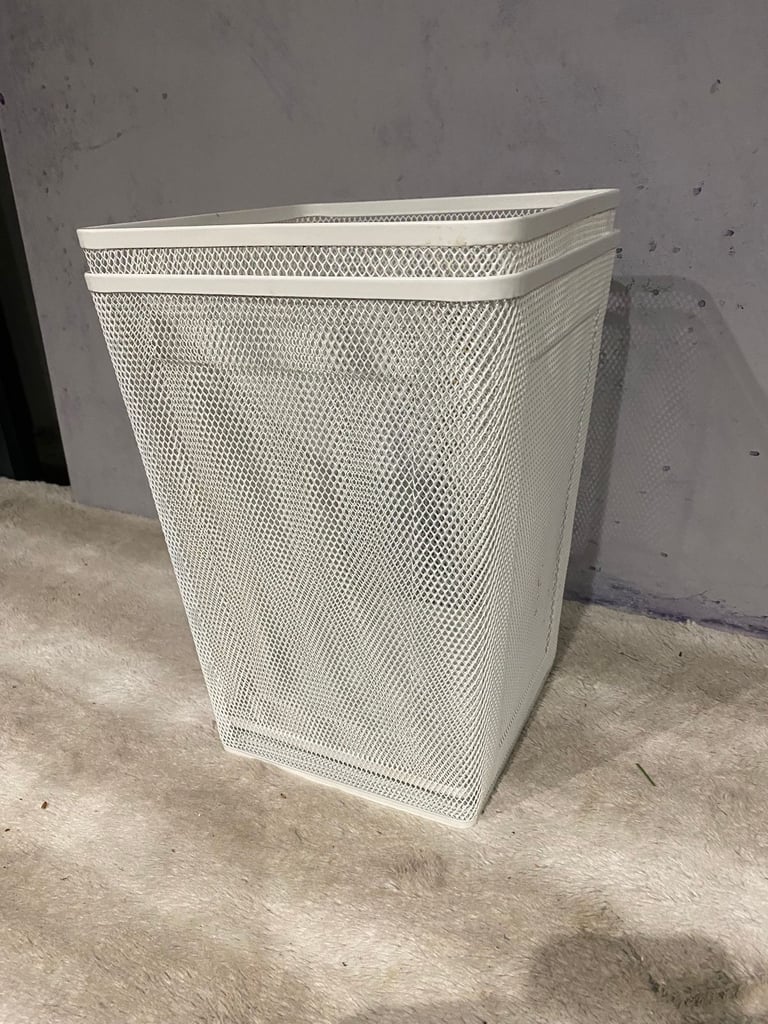 Ikea x 2 white metal trash bins waste paper basket office home study bedroom house £5 for all