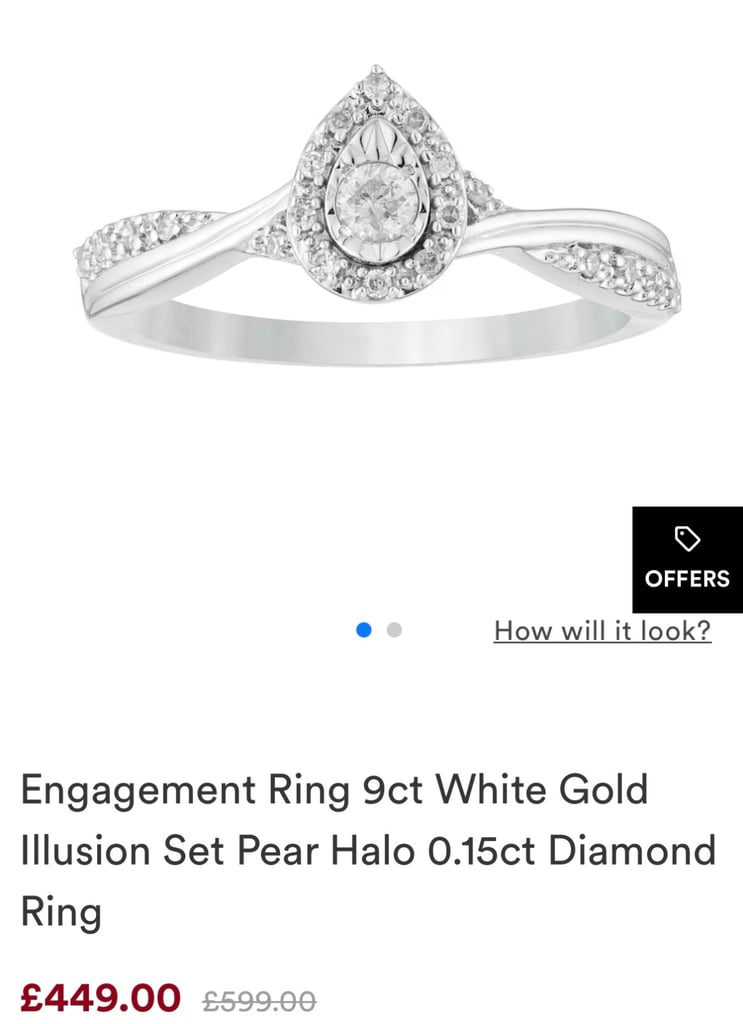 Engagement Ring 9ct White Gold